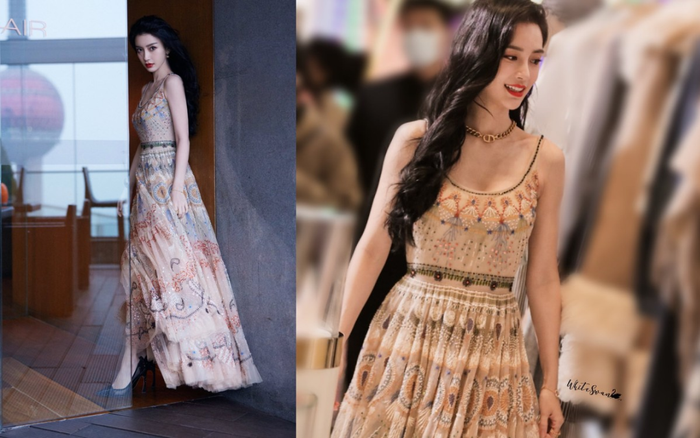 Angelababy diện váy thổ cẩm hai dây nền nã đẹp ăn đứt cả đàn em tại sự kiện