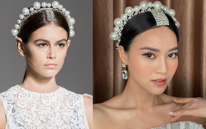 Ninh Dương Lan Ngọc bị soi khi cài băng đô ngọc trai giống siêu mẫu Kaia Gerber