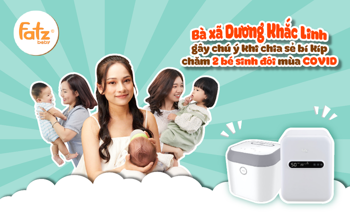 Bà xã Dương Khắc Linh gây chú ý khi chia sẻ bí kíp chăm 2 bé sinh đôi mùa COVID