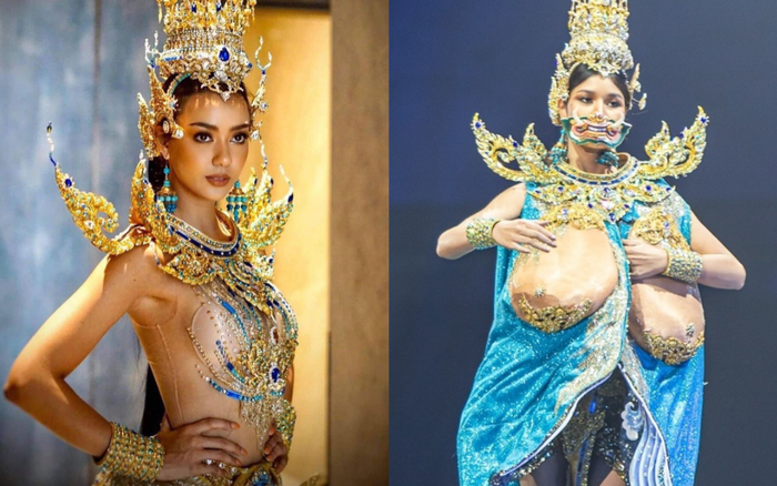 Hoa hậu Hoàn vũ Thái Lan gây tranh cãi khi mang trang phục dân tộc bầu ngực trần tới Miss Universe 2020
