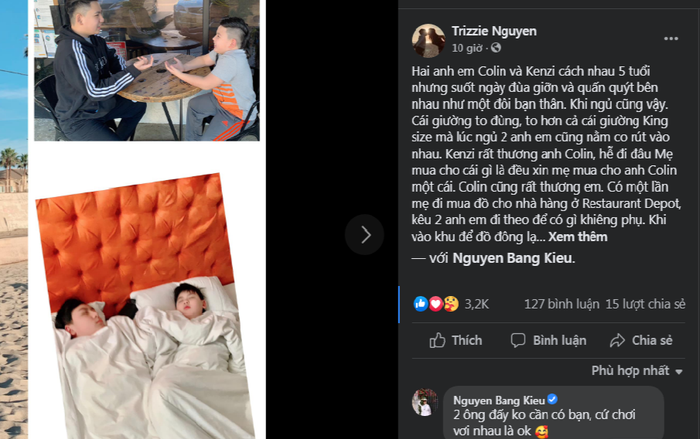 Khoe tình cảm thân thiết giữa các con, vợ cũ Bằng Kiều không nén được nước mắt