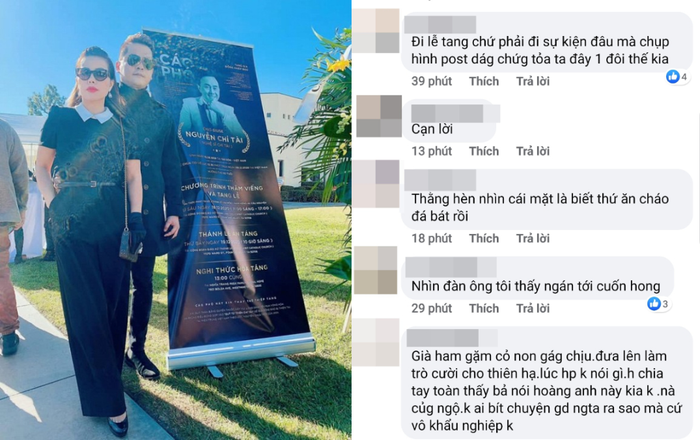 Hoàng Anh cùng 'tình tin đồn' bị chỉ trích vì ôm eo nhau tạo dáng giữa đám tang cố NS Chí Tài