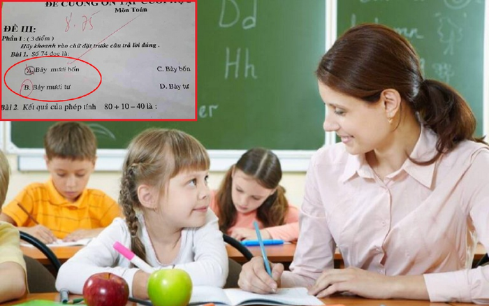 Hỏi số 74 đọc là gì, học sinh chọn đáp án 'bảy mươi bốn' bị gạch sai khiến phụ huynh tranh cãi dữ dội