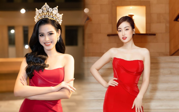 Đỗ Thị Hà đụng hàng váy xẻ cao với Đỗ Mỹ Linh, fan thả tim tới tấp cho cả hai nàng hậu