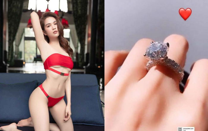 Ngọc Trinh khoe nhẫn kim cương khổng lồ được người yêu tặng, fan mới sáng đã ăn bánh gato