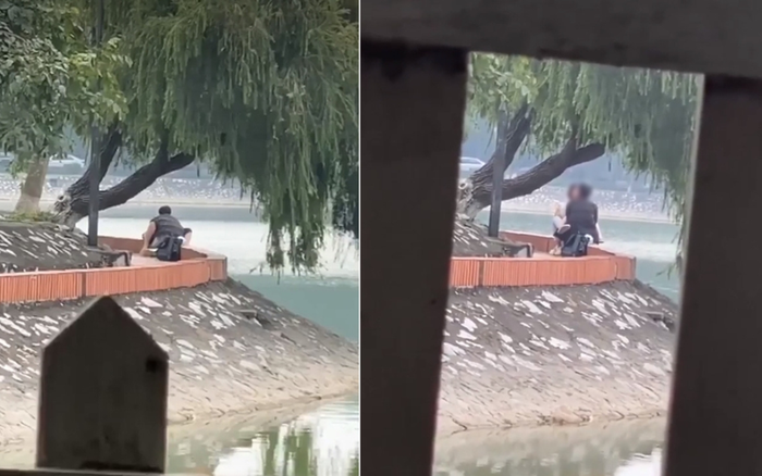 Đưa nhau ra công viên tình tứ bất chấp trời rét mướt, tư thế nhạy cảm của cặp đôi 'đốt mắt' người nhìn