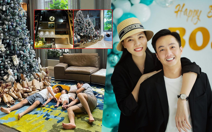 Biệt thự xa hoa của Đàm Thu Trang - Cường Đô La lộng lẫy đón Noel: Subeo quấn quýt em gái Suchin