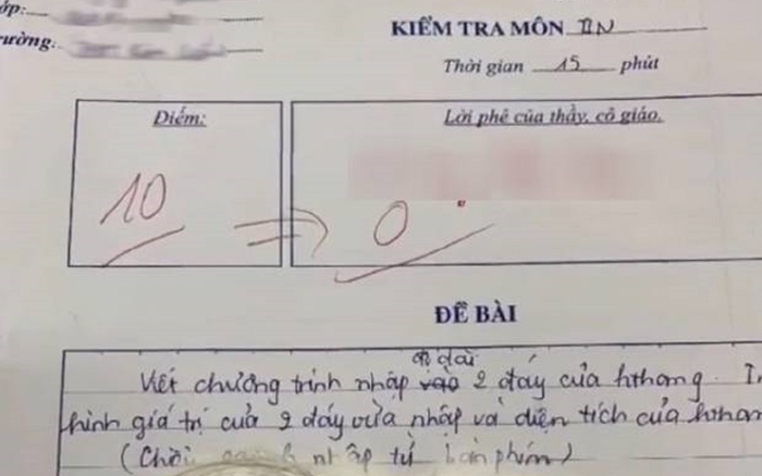 Từ 10 điểm bị cô giáo thẳng tay trừ xuống 0, nữ sinh cay cú nhưng nhìn lời phê đành ngậm ngùi chấp nhận