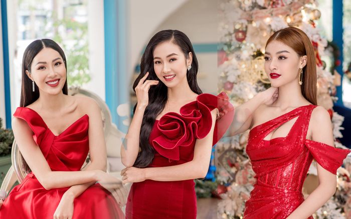 Kiều Loan, Kiều Vỹ, Diệu Ngọc hóa thành những đóa hồng rực rỡ với đầm đỏ kiêu sa