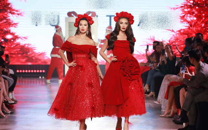 Hà Anh, Võ Hoàng Yến đọ trình catwalk khi cùng làm vedette trên một show thời trang