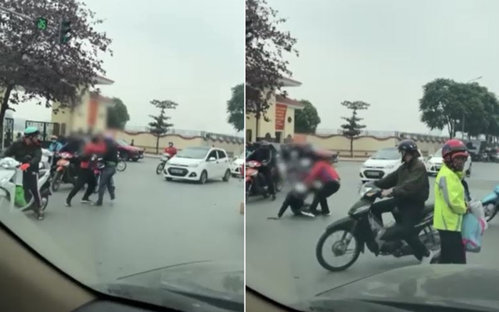 Clip: Hai người đàn ông đánh nhau giữa đường, cầm cả khóa chữ U đập vào đầu