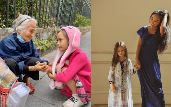 Dân mạng ngưỡng mộ khoảnh khắc con gái Đoan Trang sẵn sàng dùng tiền bỏ heo tặng người già