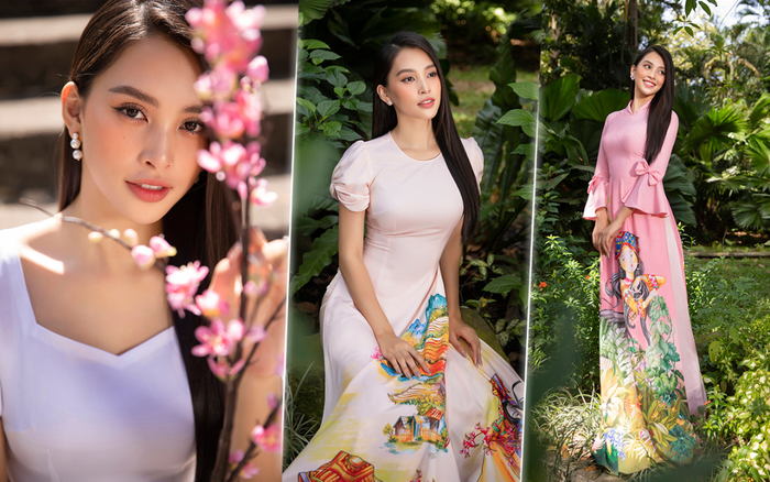 Hoa hậu Tiểu Vy đẹp dịu dàng trong những tà áo dài độc đáo chào Xuân 2021