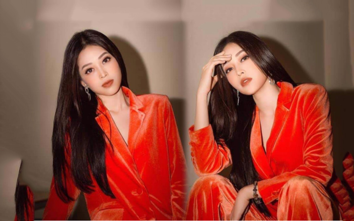 Á hậu Phương Nga đẹp ngút ngàn với suit nhung màu cam cháy tôn dáng nịnh da