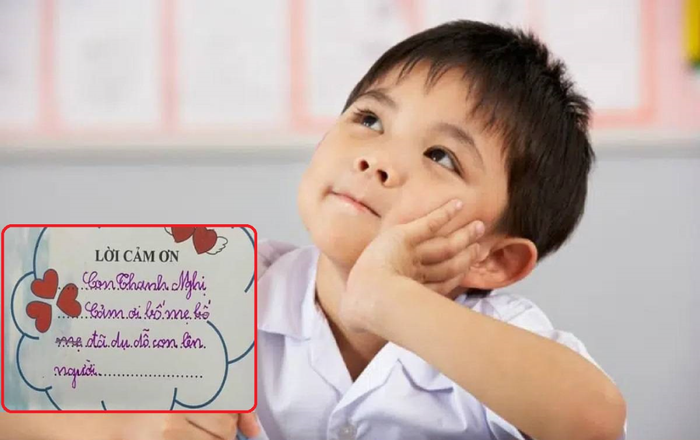 Viết thiệp gửi lời cảm ơn bố mẹ, cậu bé mắc 2 lỗi sai khiến ý nghĩa thay đổi hoàn toàn