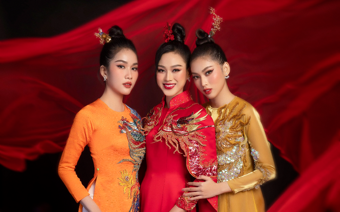 Đỗ Hà - Phương Anh - Ngọc Thảo rạng rỡ đốn tim fan khi phục sức áo dài rồng phượng