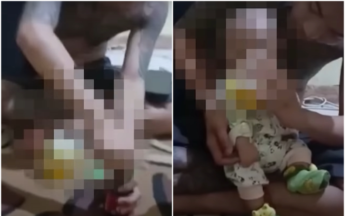 Phẫn nộ cảnh người đàn ông cho bé 4 tháng tuổi uống sữa pha với bia và nước tăng lực