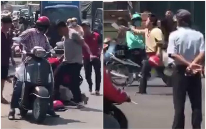 Clip: Hùng hổ cầm dao chém vào xe khách sau va chạm, người đàn ông bị đánh túi bụi