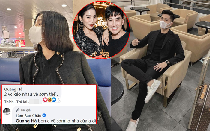 Lệ Quyên và Lâm Bảo Châu ra Hà Nội cùng lúc, Quang Hà nhắn hỏi: '2 vợ chồng kéo nhau về sớm thế?'