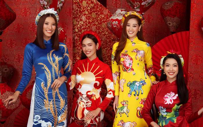 Thúy Vân - Khánh Vân - Kim Duyên - Hoàng My diện áo dài đẹp mê mẩn trong bộ ảnh chào Xuân 2021