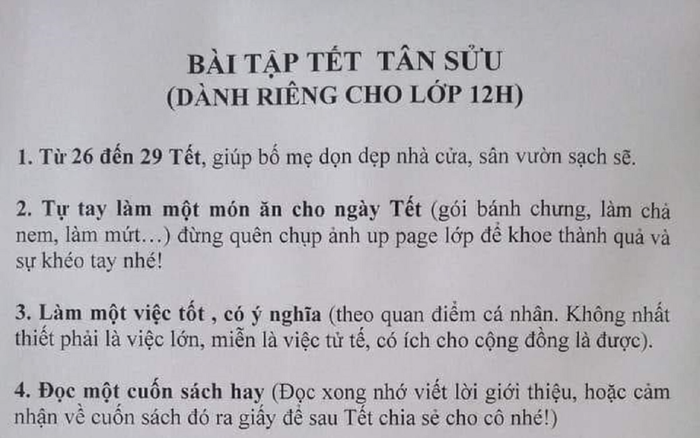Nhận danh sách 7 bài tập về nhà dịp Tết, học trò vỡ òa sung sướng khi nhìn thấy nội dung
