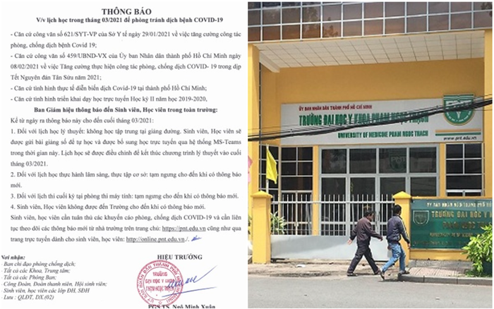 Trường Đại học đầu tiên tại TP.HCM cho sinh viên nghỉ hết tháng 3/2021 để phòng dịch Covid- 19
