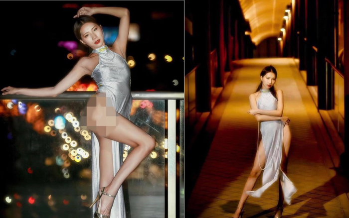 'Quên' mặc quần khi diện áo dài, nữ người mẫu khiến dân mạng phẫn nộ vì tạo dáng quá phản cảm