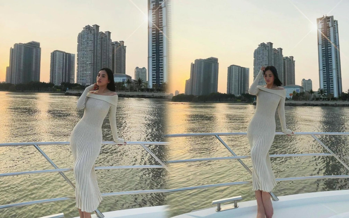 Hoa hậu Tiểu Vy khoe khéo body 'triệu đô' với váy len trên du thuyền