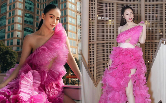 Đụng hàng Thủy Tiên, Hoa hậu Phương Khánh tự tin diện váy cắt xẻ tạo dáng trên xe buýt