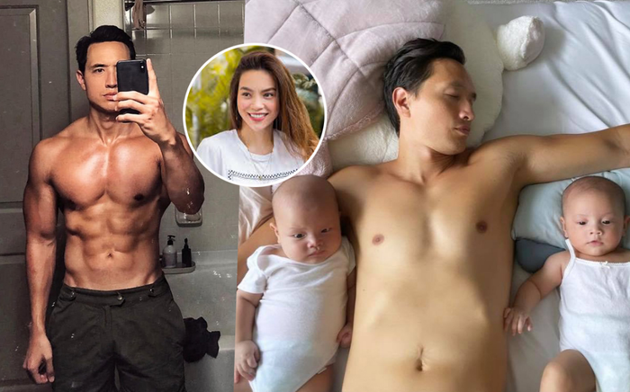 Hà Hồ 'bóc phốt' ông xã hứa hát ru con nhưng ngủ mê man: Body 6 múi của Kim Lý mất hút