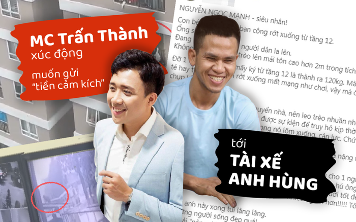 Quá xúc động, MC Trấn Thành muốn gửi 'tiền cảm kích' đến tài xế 'anh hùng' đỡ bé 2 tuổi từ tầng 12