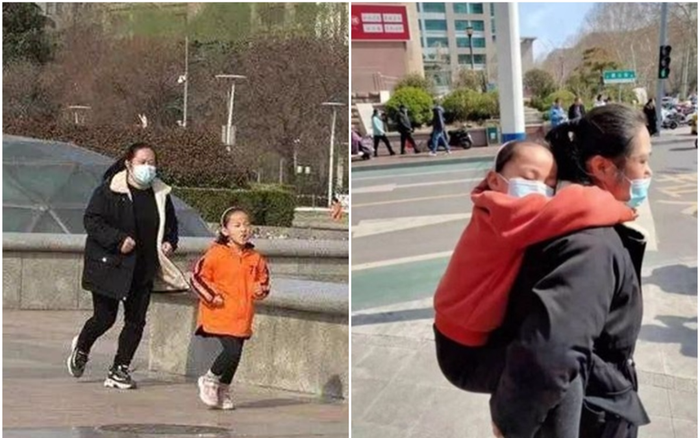 Cô bé 7 tuổi chạy 10km mỗi ngày, đến mệt lả trên lưng mẹ, biết lý do ai cũng cảm phục