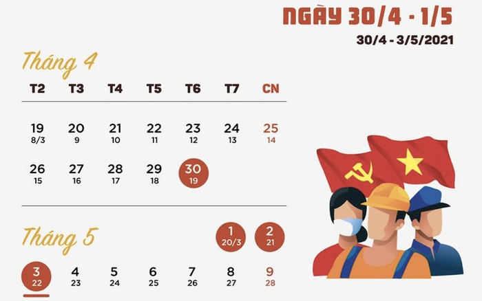 Kỳ nghỉ lễ 30/4 - 1/5 năm nay kéo dài bao nhiêu ngày?
