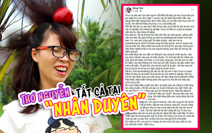 Thơ Nguyễn lên tiếng trần tình sau sự việc bị chỉ trích dữ dội: 'Em đến với thế giới này là nhân duyên'