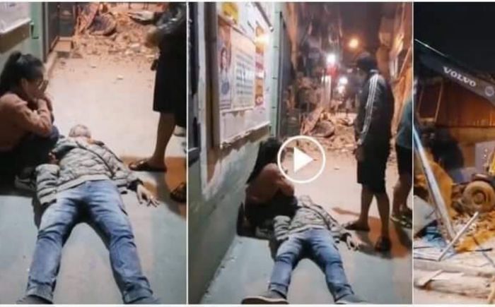 Hà Nội: Vợ mang bầu vừa xuống xe, chồng đi được mấy mét thì tường đổ sập vào người