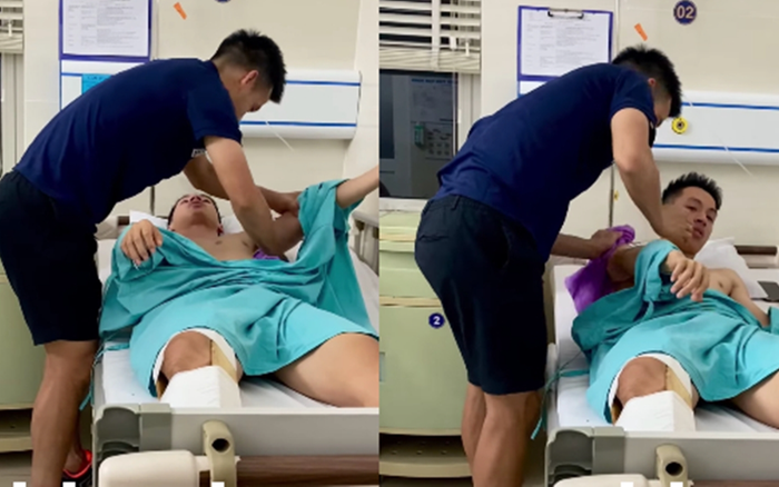 VIDEO: Xúc động khoảnh khắc Văn Quyết lau người cho Hùng Dũng