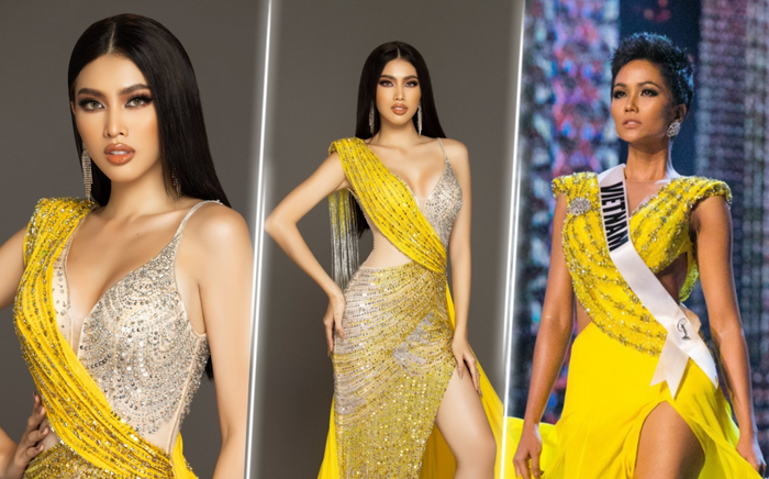 Ngọc Thảo copy váy dạ hội vàng giống hệt H'Hen Niê, 'bấm quẻ' vào thẳng Top 5 Miss Grand?