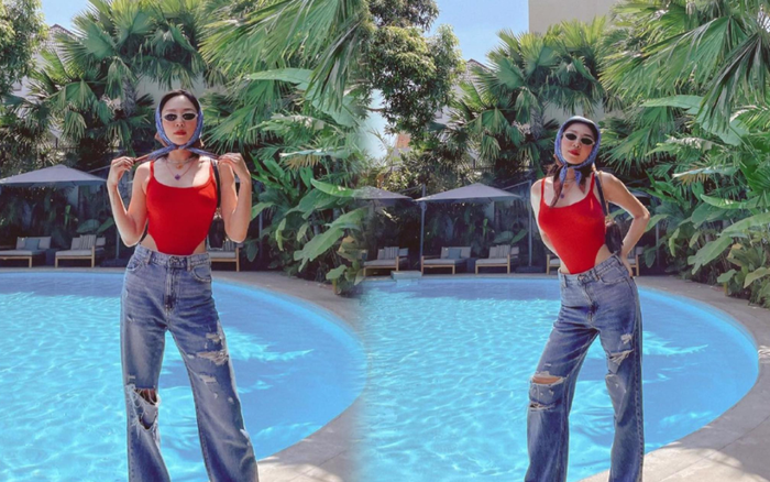 Tóc Tiên quấn khăn như 'bà già' nhưng lại diện bodysuit xẻ hông táo bạo