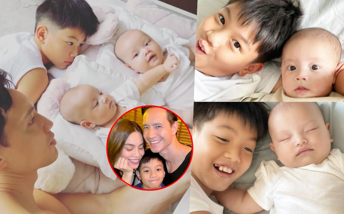 Cuối tuần, Subeo quấn quýt 2 em sinh đôi: Cưng xỉu khoảnh khắc ngộ nghĩnh của 3 'bảo bối' nhà Hà Hồ