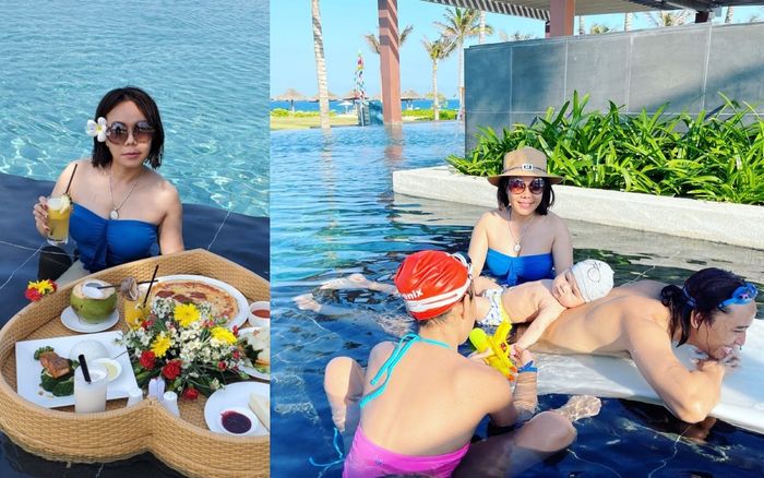 Lần hiếm hoi nghệ sĩ Việt Hương diện áo cúp ngực gợi cảm đi du lịch cùng ông xã