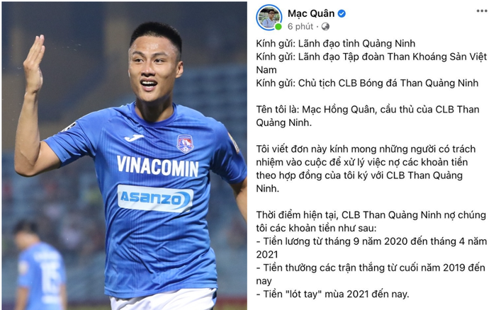 Mạc Hồng Quân và các cầu thủ Quảng Ninh tuyên bố nghỉ V-League nếu còn nợ tiền