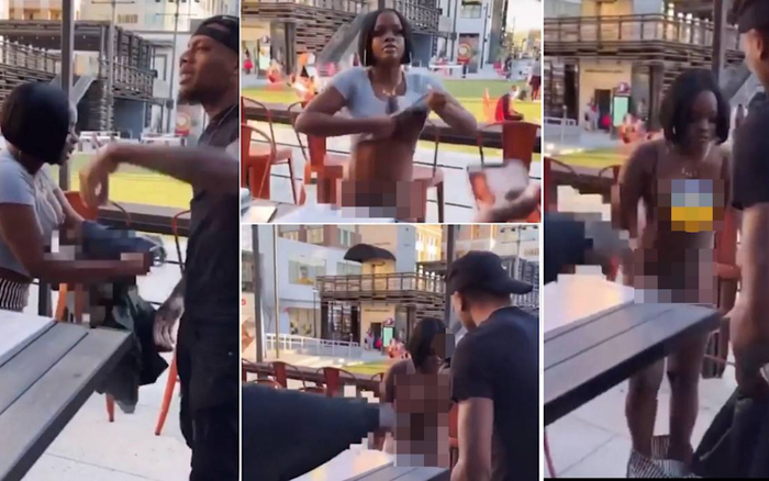 Bị người yêu đòi lại quà nơi công cộng, cô gái cởi phăng chiếc váy đang mặc ra trả