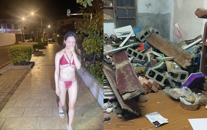 Cô gái mặc bikini 2 mảnh chạy ra ngoài đường lúc nửa đêm vì... động đất?
