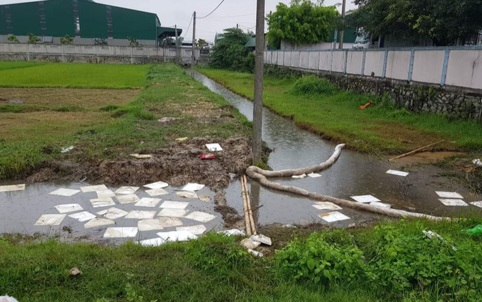 Dầu từ cây xăng chảy ra đồng ruộng, bốc mùi nồng nặc ở Hà Tĩnh