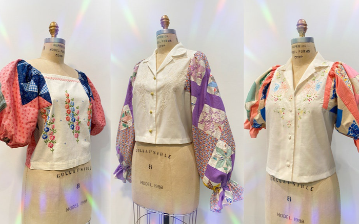 Trang phục tái chế làm từ khăn quàng, chăn cũ bán cháy hàng