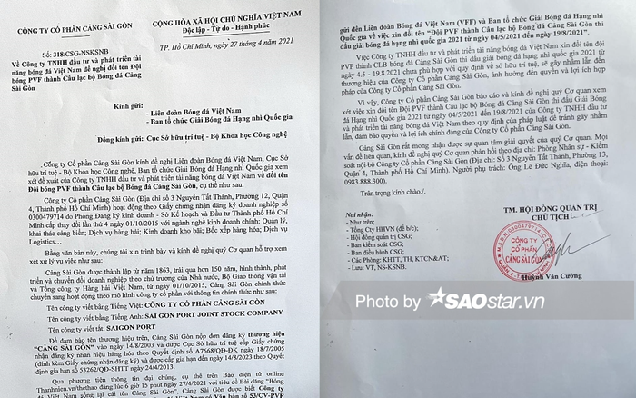 Công ty Cổ phần Cảng Sài Gòn gửi đơn lên VFF về chuyện U19 PVF muốn đổi tên thành đội Cảng Sài Gòn