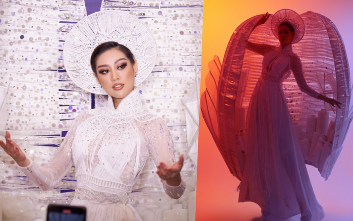 Mặc ồn ào đạo nhái, Khánh Vân khoe áo dài 'Kén Em' quyền lực sẵn sàng chiếm spotlight Miss Universe