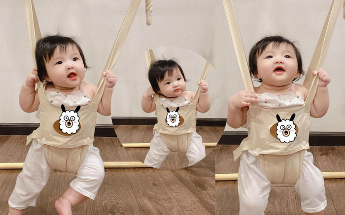 Tiểu công chúa Winnie mặc sức tạo dáng, biểu cảm hớn hở dù đang thử sức với bộ môn xích đu