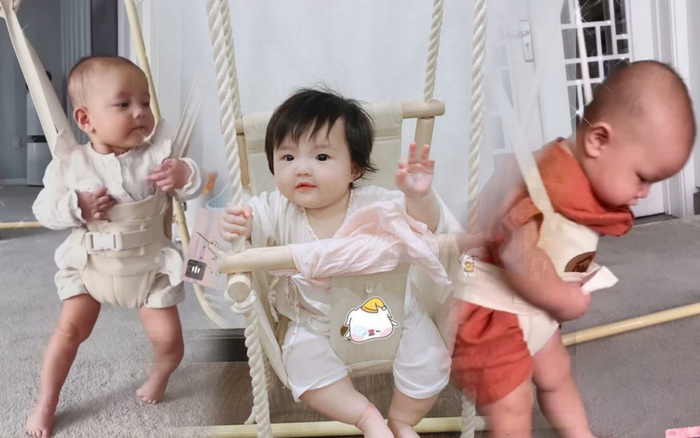 Leon, Lisa, Winnie nhún nhảy cực yêu trên xích đu, bé nào là 'thiên thần' thế hệ mới?