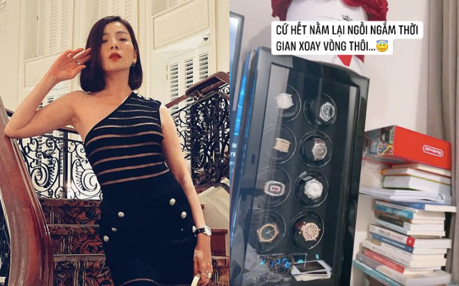 'Chill' theo cách giàu sang như Lệ Quyên: Ngồi ngắm đồng hồ tiền tỷ xoay trong hộp